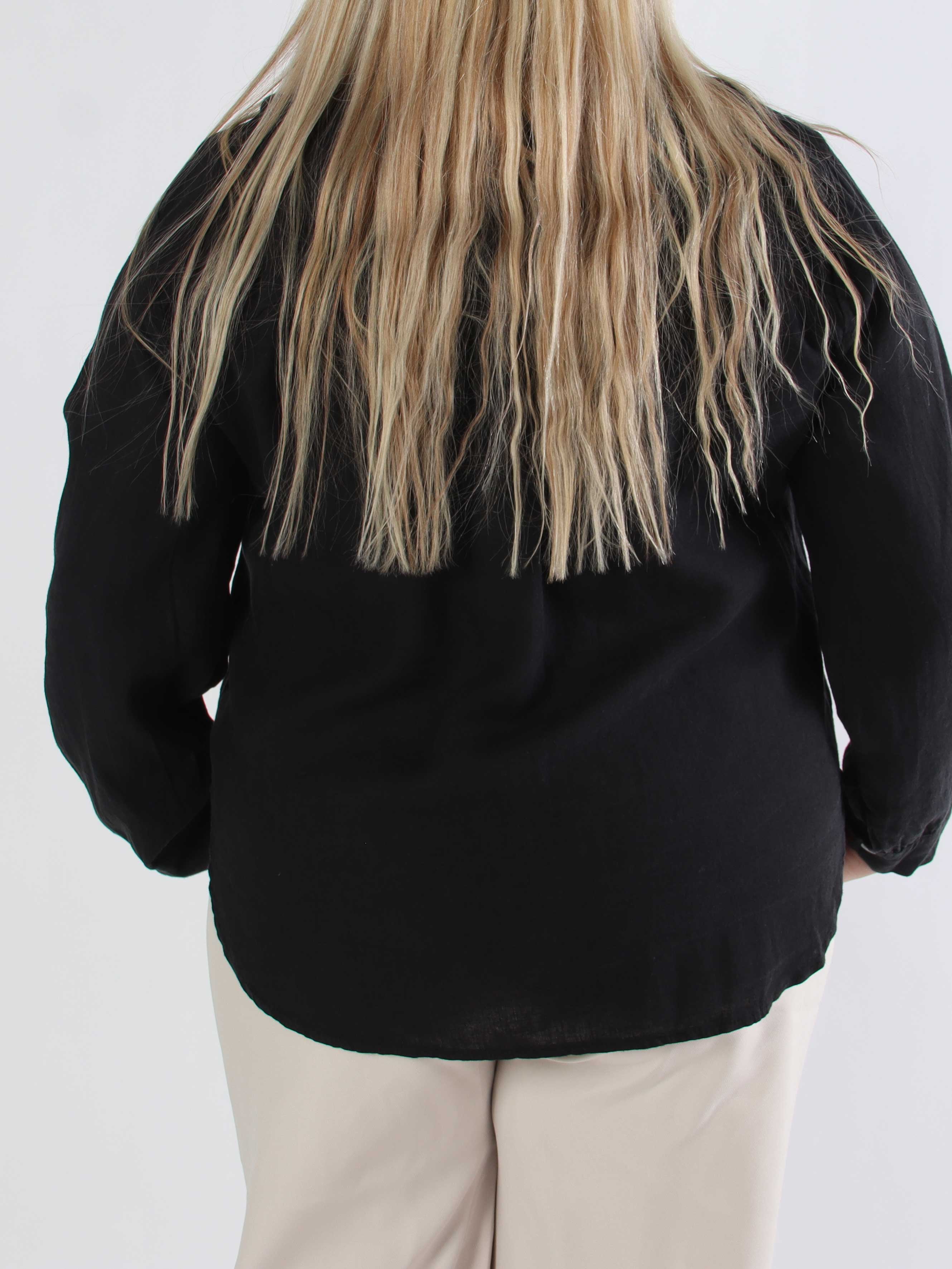 Clara Shirt - Enfärgad plus size skjorta i viskos och linne